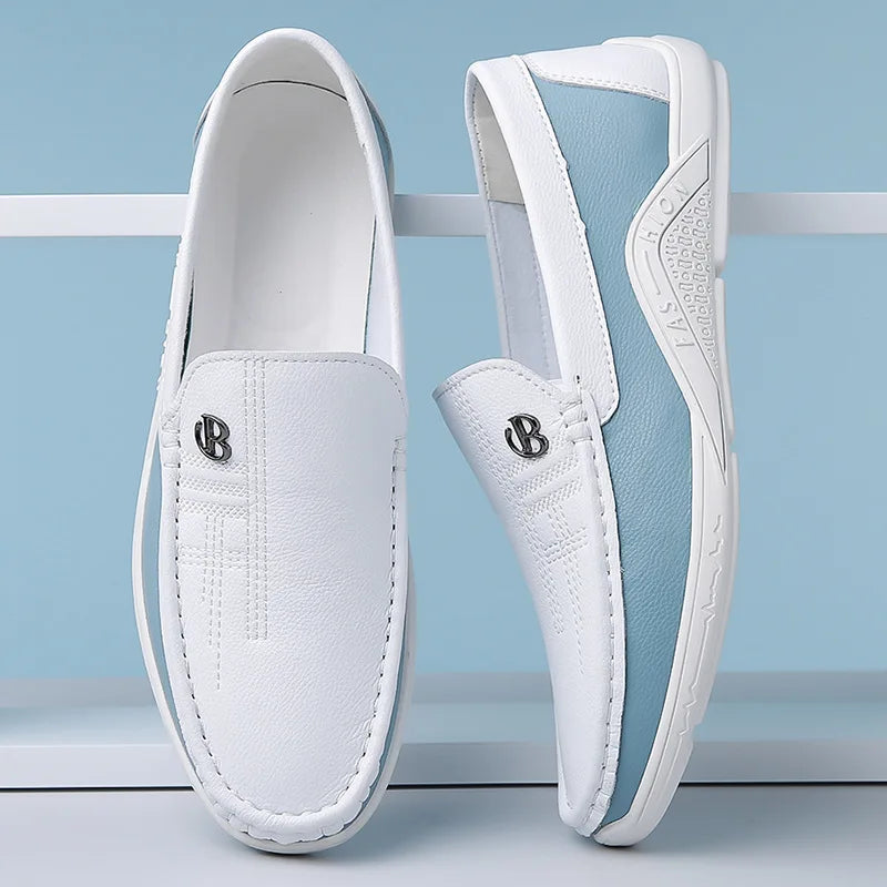Men Cow Leather Casual Shoes Breathable White Sneakers Fashion Driving Walking Tennis Shoes for Male Flats Luxury Designer Shoes