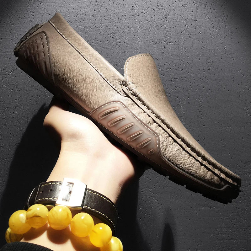 British Style Men Leather Casual Shoes Brand Men Business Spring New Loafers Moccasins Breathable Slip on Comfort Driving Shoes