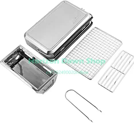 Hot SalesMetal BBQ Briefcase Design Stainless Steel Mini Grill Portable Grills Outdoor Patio BBQ Camping In-Stock
