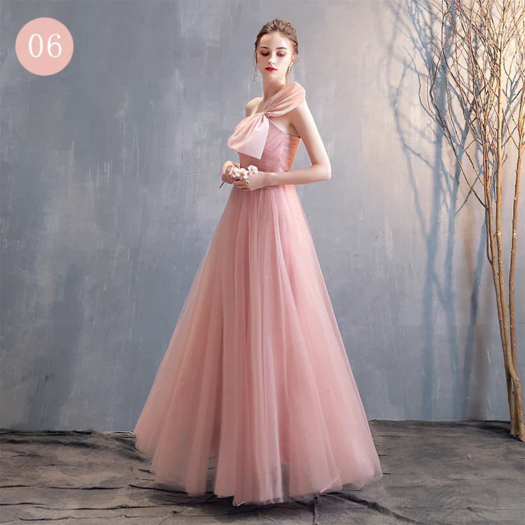 New pink sweat lady girl bridesmaid dress performance prom dress