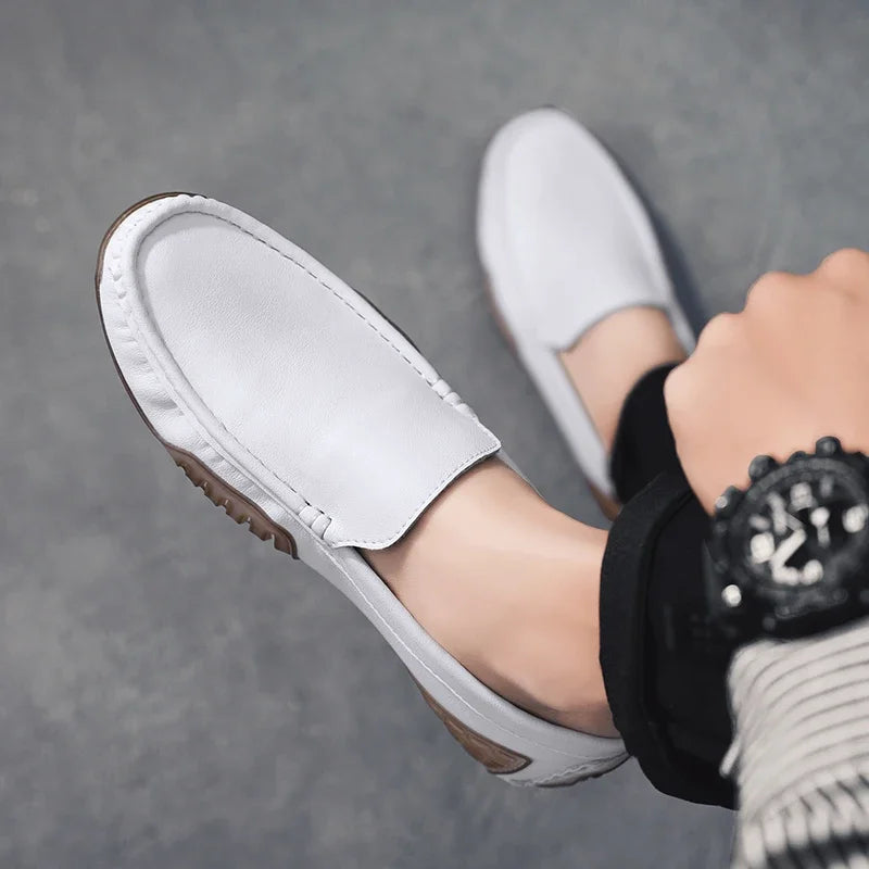 British Style Men Leather Casual Shoes Brand Men Business Spring New Loafers Moccasins Breathable Slip on Comfort Driving Shoes
