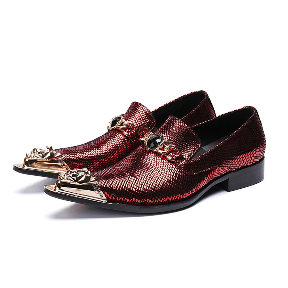 Iron Toe Shoes Men's Real Personality Custom Luxury Office Formal Wedding Original Design Retro Casual Leather Shoes