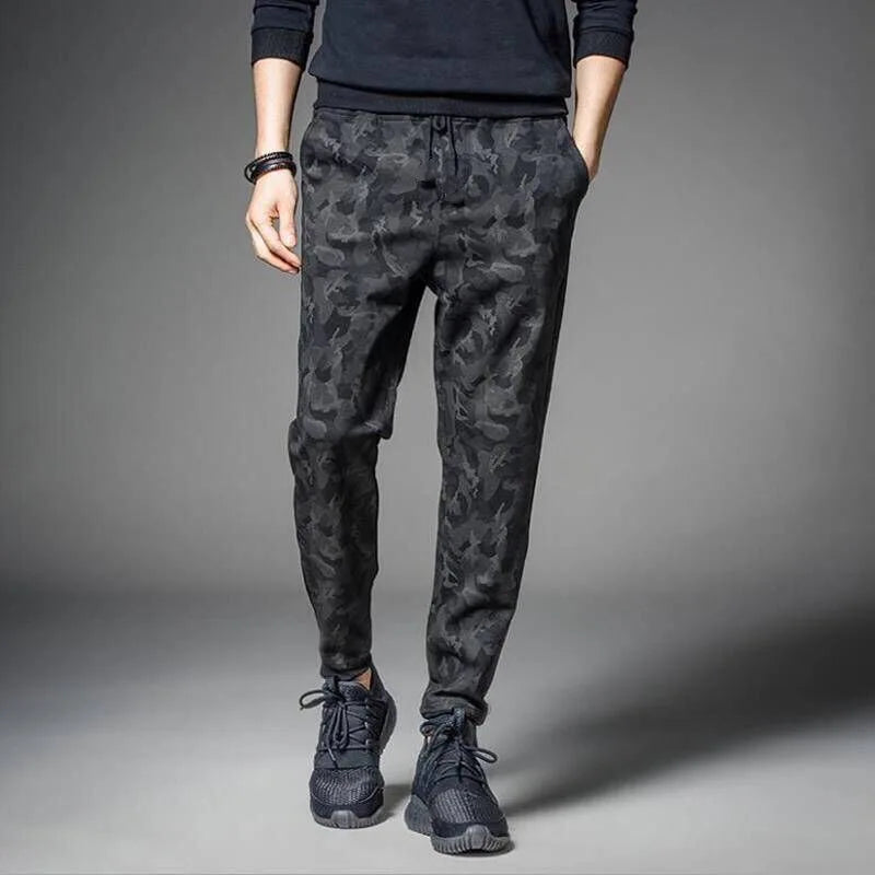 Casual Camouflage Workwear Pants for Men Elastic Waist Drawstring Pants Sports Outdoor Fashion Male Cargo Trouser Sweatpants