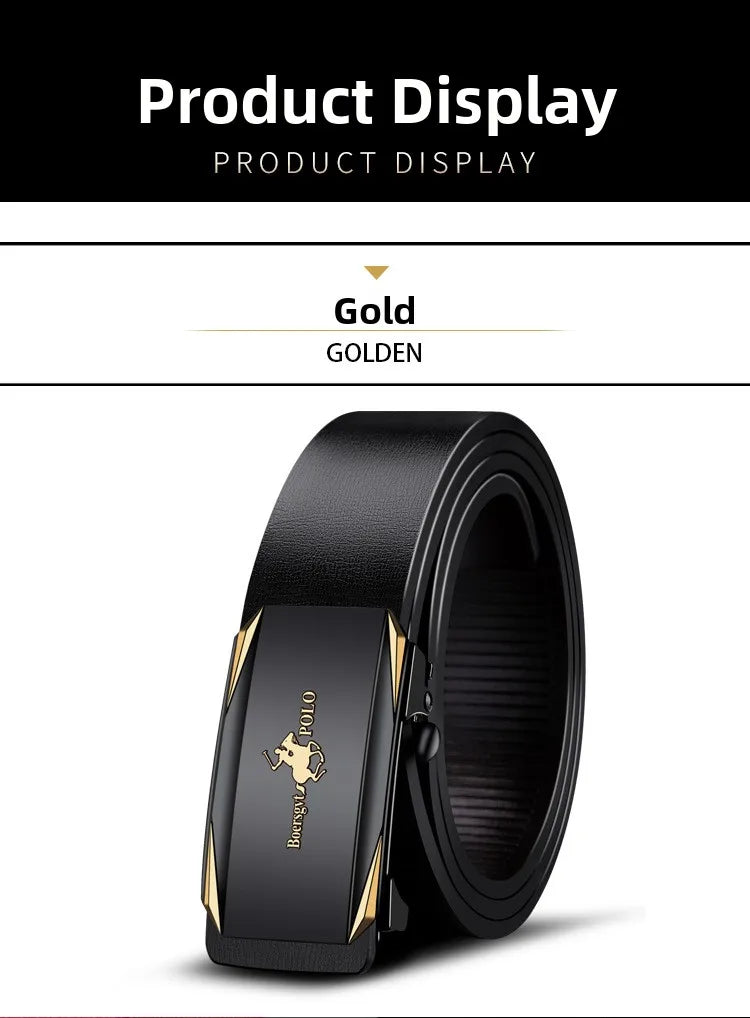 Paul Men's Leather Belt Fashionable Casual Automatic Buckle Waist Belt for Middle-aged And Young Men Business Style Belt