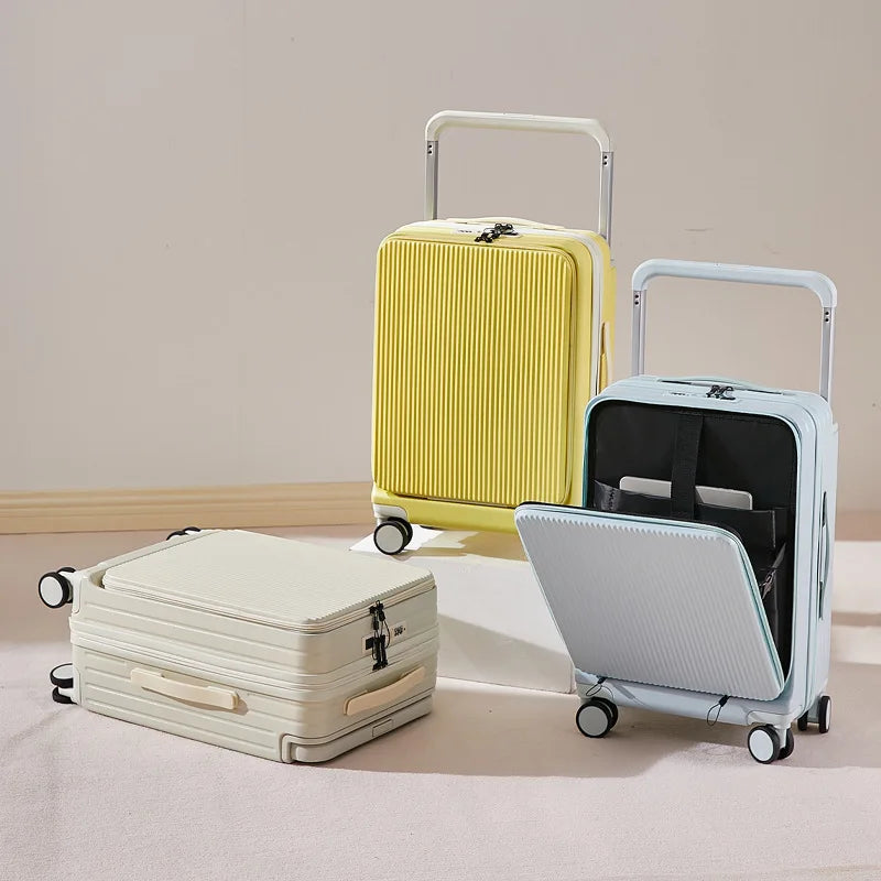 20"24"26 Inch Front Opening Travel Suitcase Luggage Laptop Boarding Case USB Charging Trolley Case with Wheels Carry on Luggage