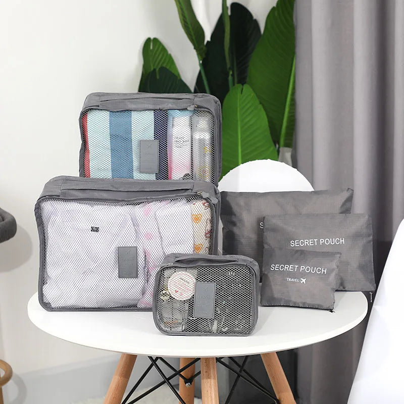 6-Piece Set Oxford Travel Storage Bags, Waterproof Organizer for Clothes, Underwear, Shoes, Portable Luggage Packing Kit