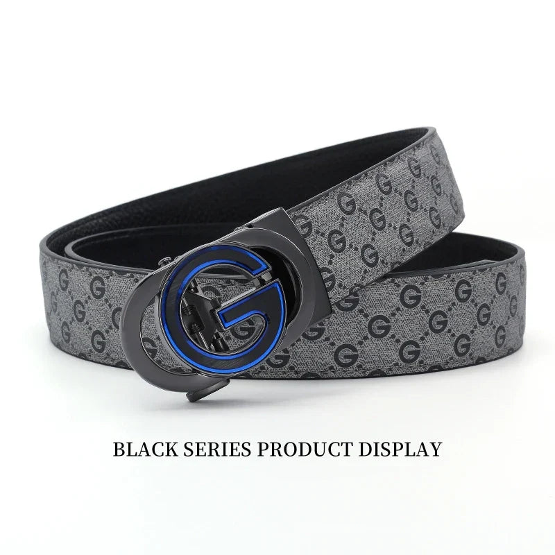 New Big "G" Automatic Buckle Men Belt, Fashionable Letter Buckle Waist Belt, Business Casual Leather Belt,Genuine Suit Belt