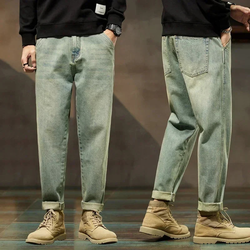Men's Cotton Jeans Loose Harem Pants Fashion Baggy Casual Outdoor Work Denim Pants Brand Men's Clothing