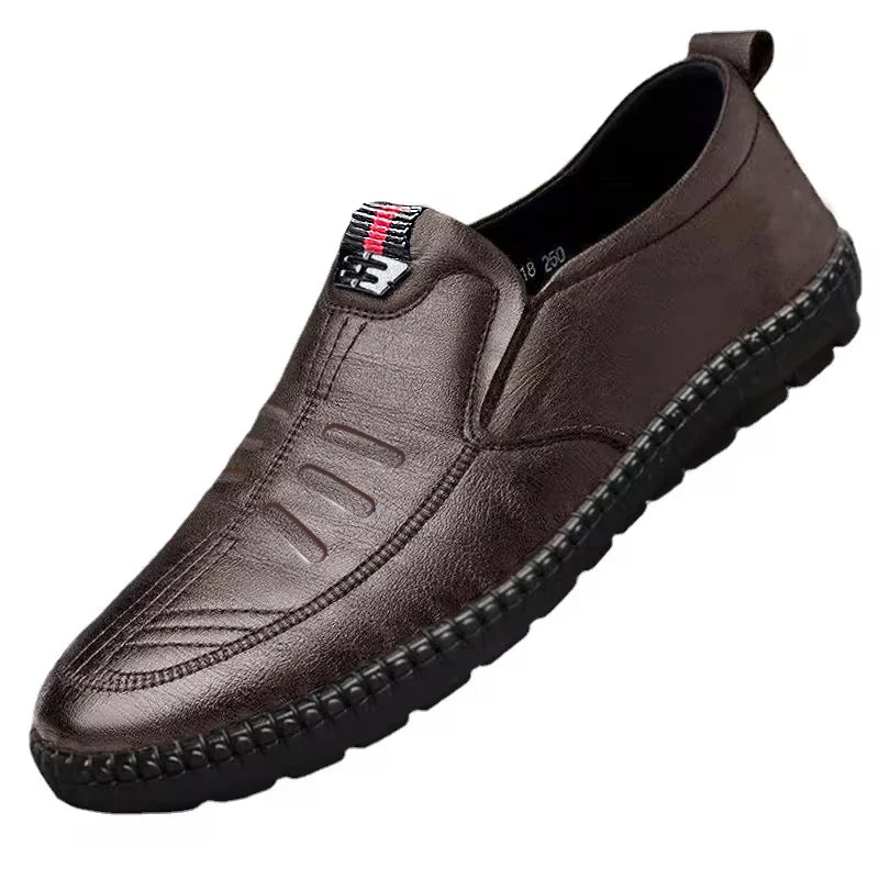 Mens PU Leather Loafers Non Slip Walking Flats Breathable Outdoor Slip on Casual Shoes for Male Work Office Driving Sneakers2