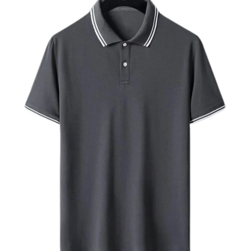 Men's ort Sve  irt Ice Silk Loose Fit Collared T-irt Busin Casual Summer Wear for Dads And Middle-Aged Men