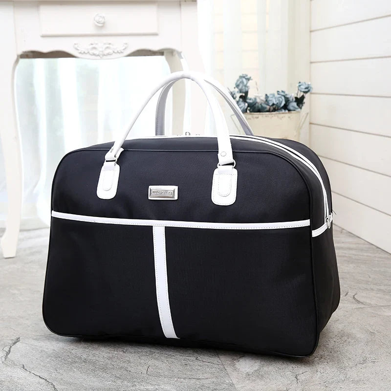 Large Capaci Travel Bag Women's Lightweight Pull Bag Portable ort Trip Hand Lage Bag with Wheels Faionable Ox Cloth