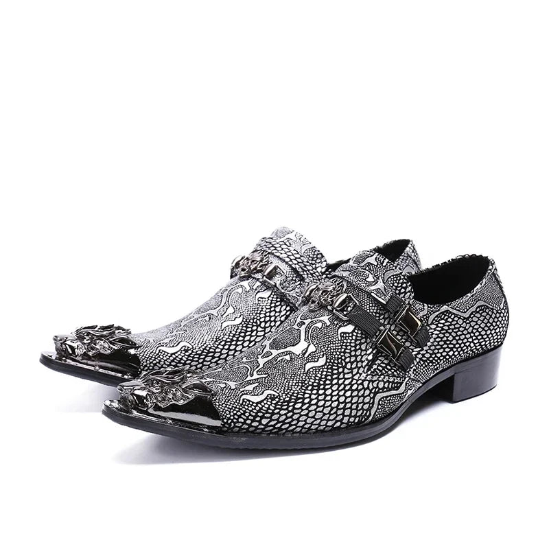 Iron Toe Shoes Men's Real Personality Custom Luxury Office Formal Wedding Original Design Retro Casual Leather Shoes