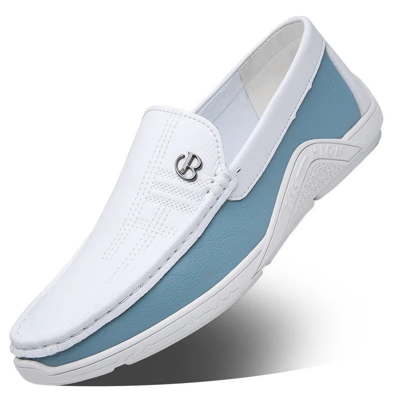 Men Cow Leather Casual Shoes Breathable White Sneakers Fashion Driving Walking Tennis Shoes for Male Flats Luxury Designer Shoes