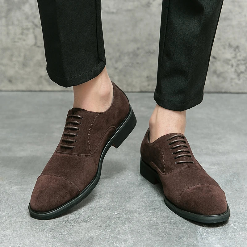 Men's Charm Pointed Shoes Suede brown Male Dress Wedding Homecoming Footwear Zapatos Hombre