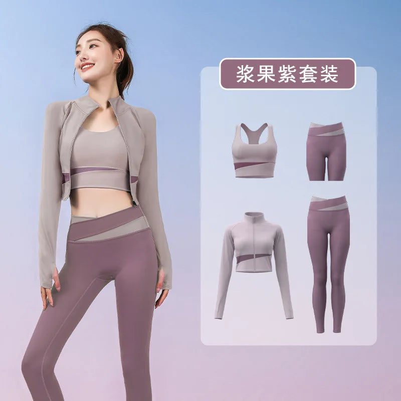 Autumn Workout Women Running Sportswear Sets Yoga Fitness Gym Bra Crop Top Seamless Leggings Tracksuits Clothing