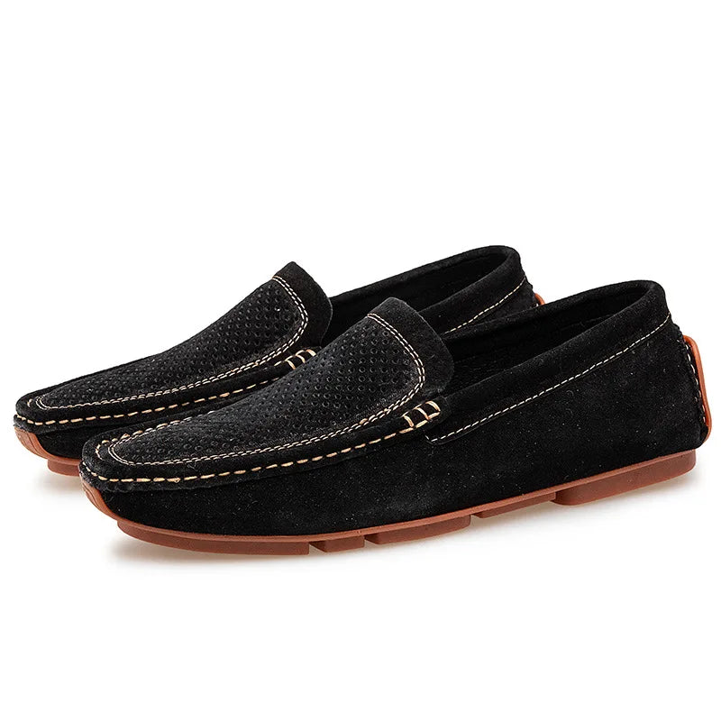 New Men's Casual Leather Matte Bean Shoes Fashionable Comfortable Breathable Men's Driving Shoes Loafers