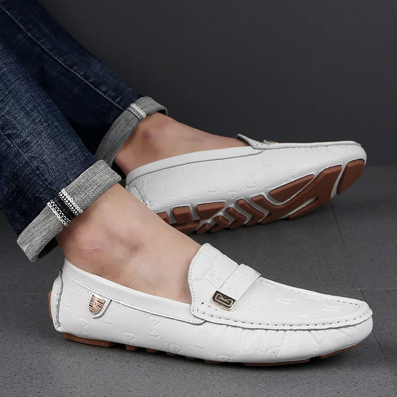 Men High Quality Leather Loafers Men Casual Outdoor Shoes Moccasins Slip on Men Business Shoes Male Driving Shoes Bean Shoes