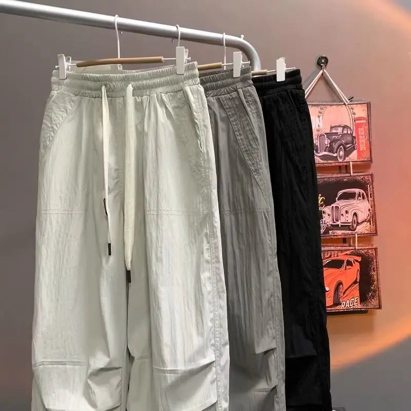 Summer Pants for Men Trendy and Versatile Loose Straight-leg Teenage American Quick-dry Cargo Casual