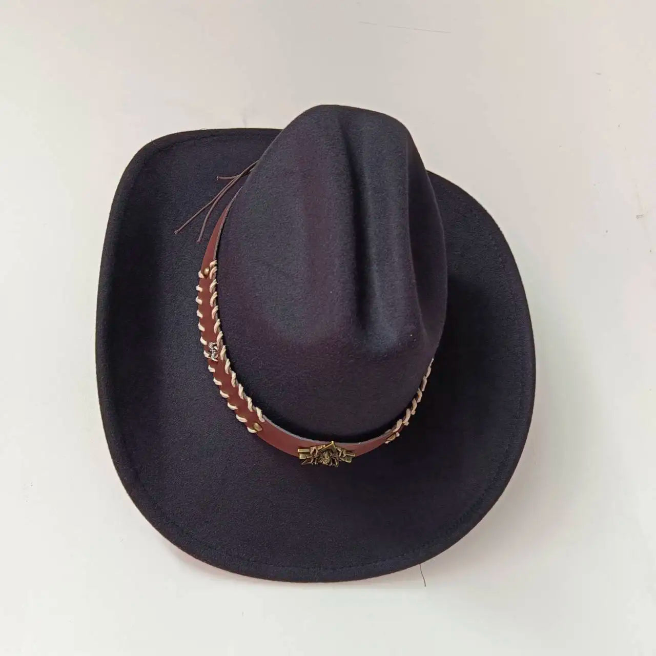 Cowboy hat cow head accessories cowboy hat monochrome felt hat men and women big brim outdoor hat knight hat