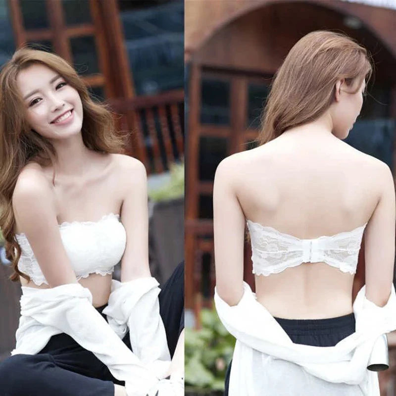 Tube Top Bra Fashion Tube Tops Woman Invisible Bra Push Up Women's Bandeau Top With Cups Lingeries Sexy Hot Tops for Summer Lace