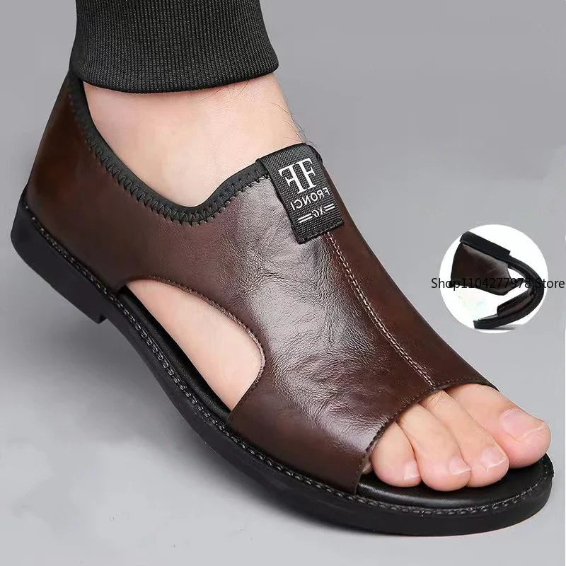 Sandals for Men Brand Casual Shoes Outdoor 2025 New Men's Slippers Comfortable Beach Shoes High Quality Leather Men Flat Sandals