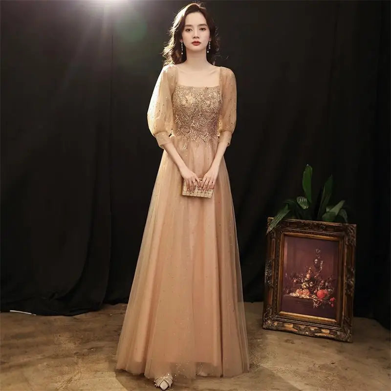 DSP Customise Elegant A Line Half Sleeves Prom Dresses 2025 Formal Evening Party Dress with Appliques Graduation Dresses Long
