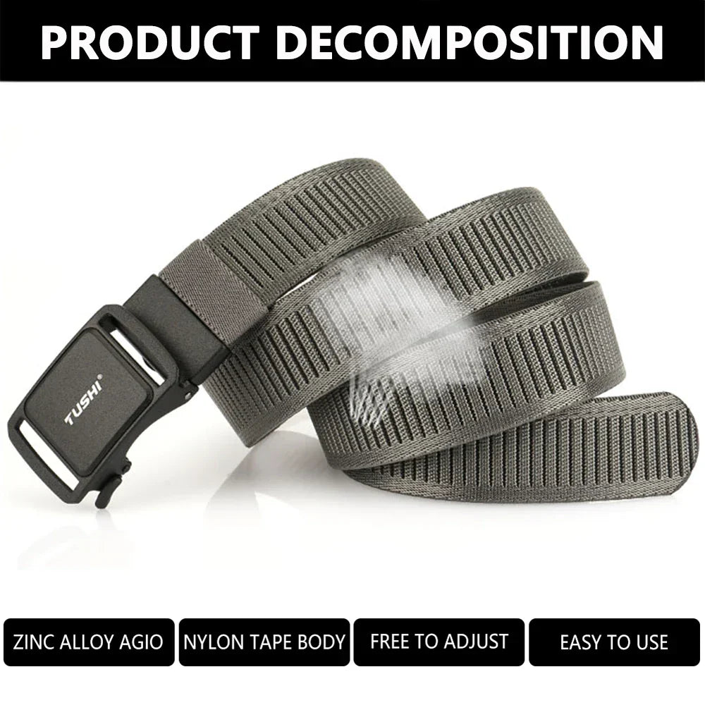 TUSHI New 3.8cm Tactical Belt for Men 1200D Thick Nylon Casual Belt Alloy Automatic Buckle Tactical outdoor Elastic Belt Male