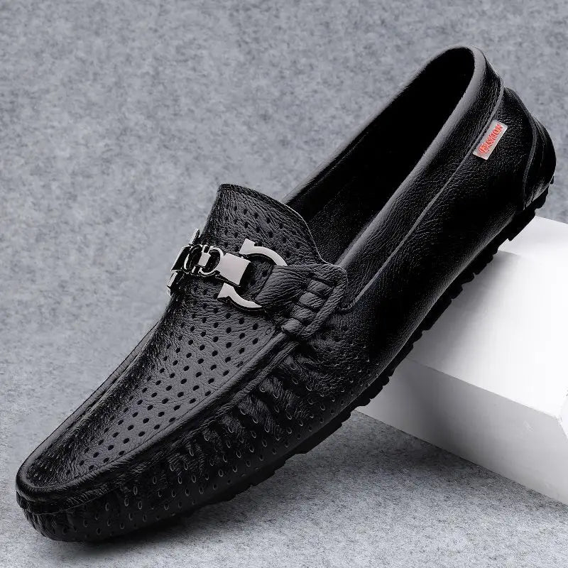 Moccasin Loafers Man Casual Shoe Square Toe Flat Leather Shoes For Men Soft Velvet Fashion 2025 2025 New Arrivals Cowhide