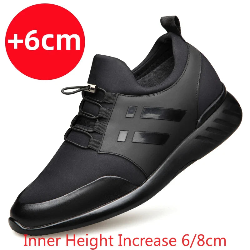 2024 New Summer Genuine Leather Casual Shoes Men Sneakers Shoes Comfortable Platform Male Footwear Height Increase Insole 6CM