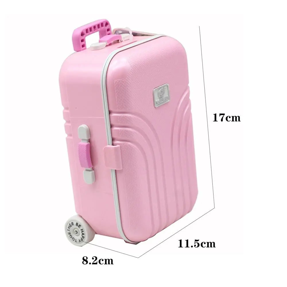 Dollhouse Decor Business Rolling Luggage Miniature  Suitcase  Trolley Travel Case For 1/4 1/6 Dolls