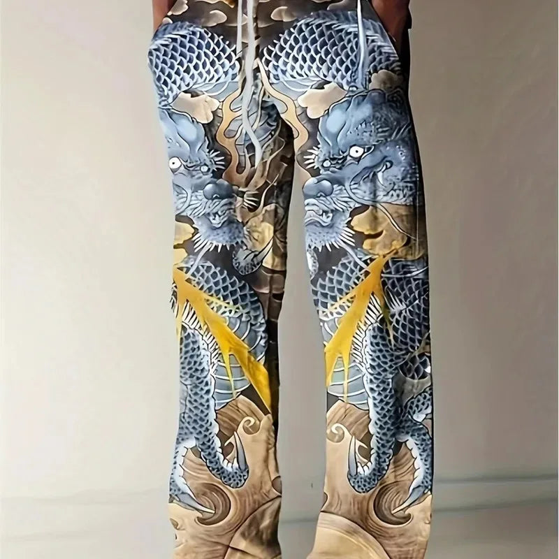 2025 Spring And Summer Hip-hop Men's Pants Casual Slim Loose Lightweight Pants Stretch Drawstring Beach Travel Essential Pants