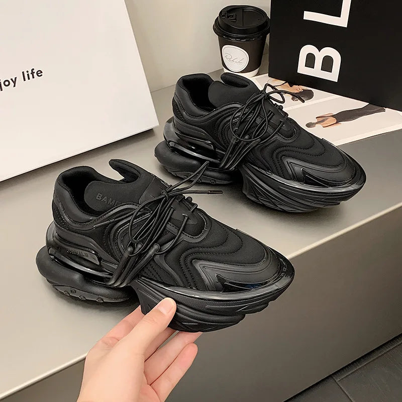 Chunky Sneaker Women Men Designer Spaceship Sport Shoes Fashion Casual Microfiber Leather Fabric Height Increased Platform Shoes