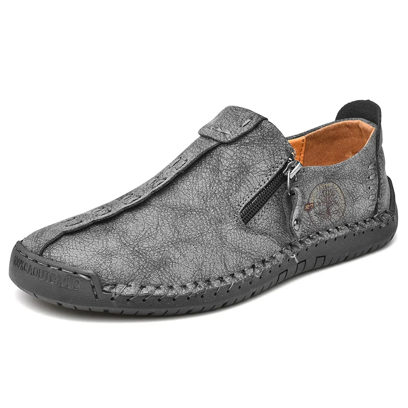 100% Cowhide Men'S Large Size 48 Hand-Sewn Casual Fashionable Leather Shoes, Loafers, Breathable Walking Casual Men'S Shoes