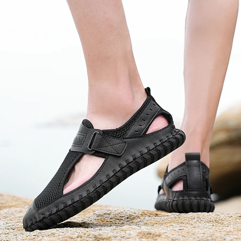 Summer Men Sandals Genuine Leather Mens Casual Shoes Outdoor Men Leather Sandals for Men Beach Shoes Roman mens Shoes