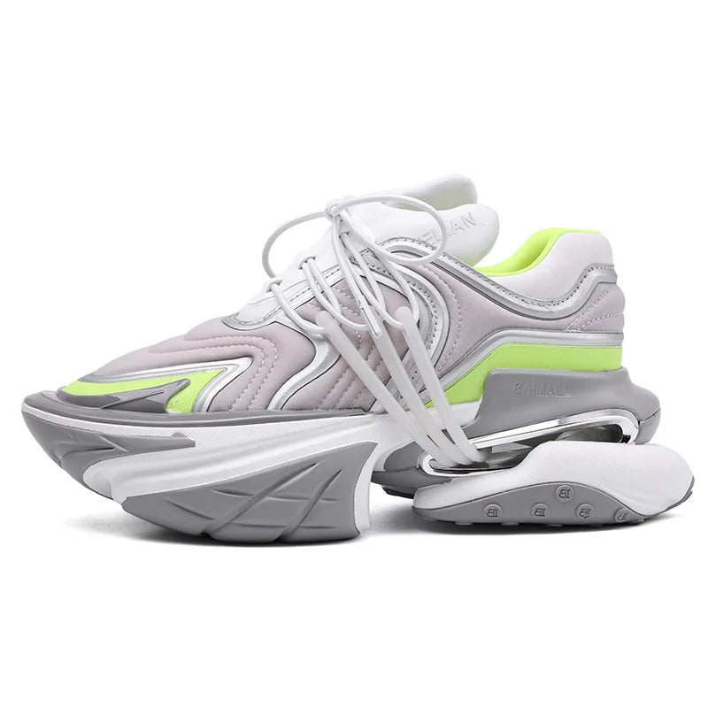 Chunky Sneaker Women Men Designer Spaceship Sport Shoes Fashion Casual Microfiber Leather Fabric Height Increased Platform Shoes
