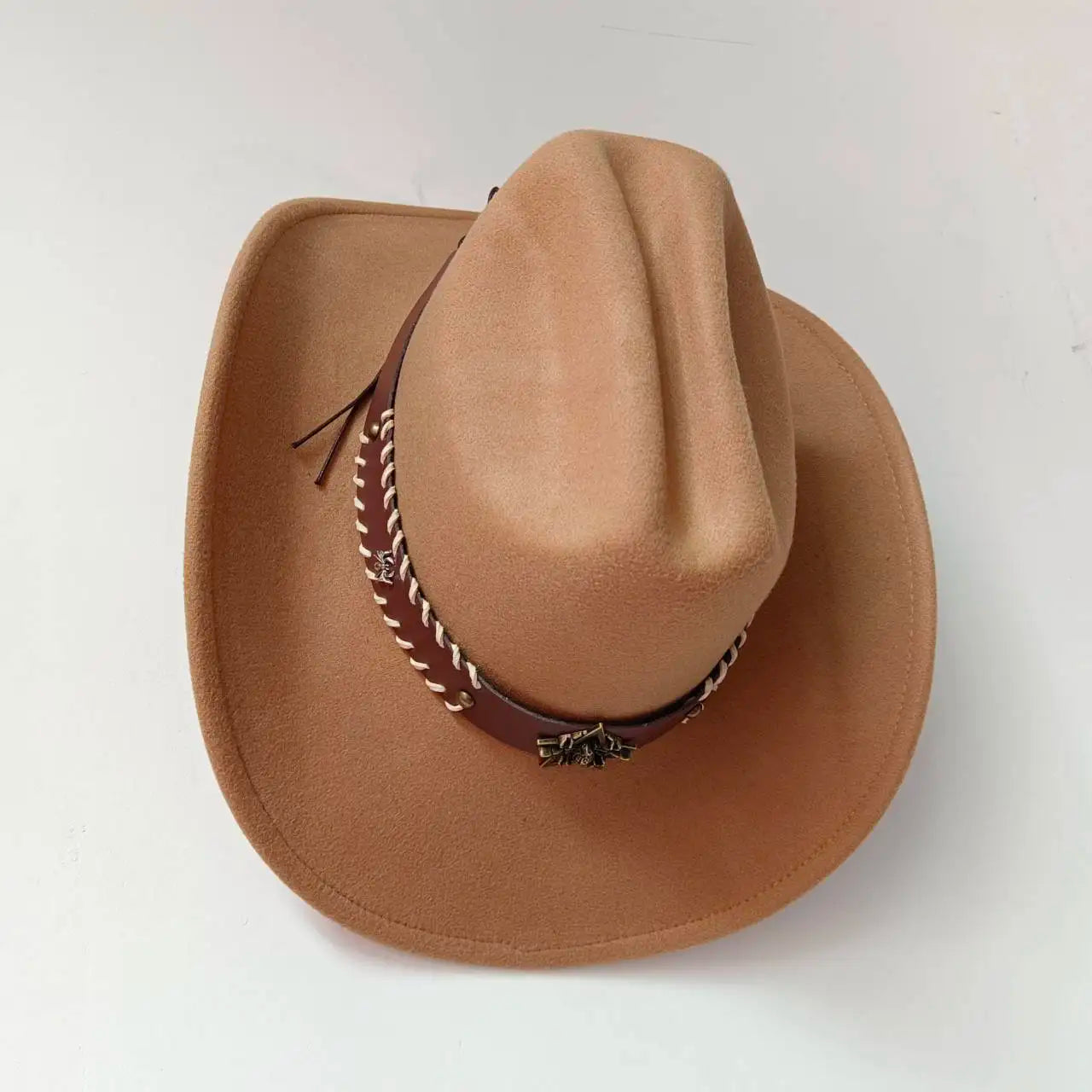 Cowboy hat cow head accessories cowboy hat monochrome felt hat men and women big brim outdoor hat knight hat