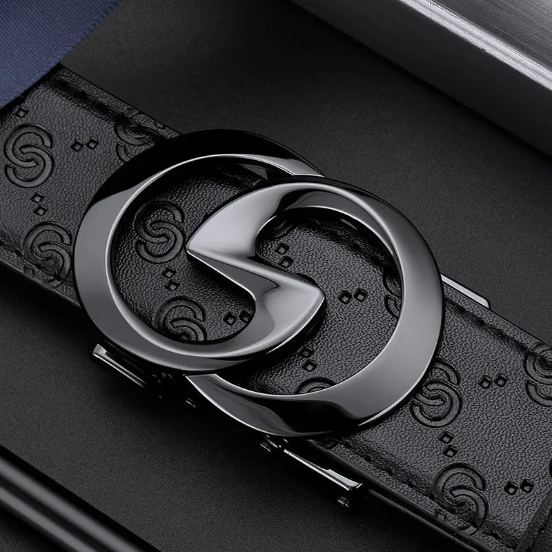 Men's high-end leather belt, automatic buckle belt, fashionable and versatile belt