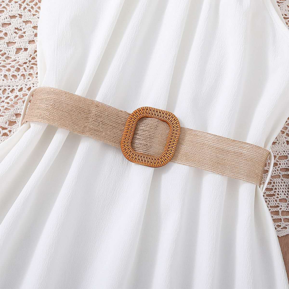 summer new girl's halter dress solid color cute long dress teenage big girls clothes with belt fashion kids clothes
