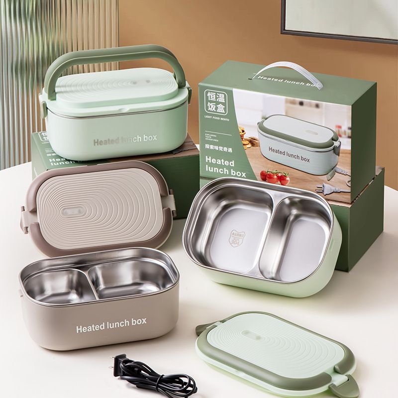 Durable 304 Stainless Steel Electric Lunch Box Plug-in 1000ml Food Heated Warmer Container Constant Temperature Heated Lunch Box