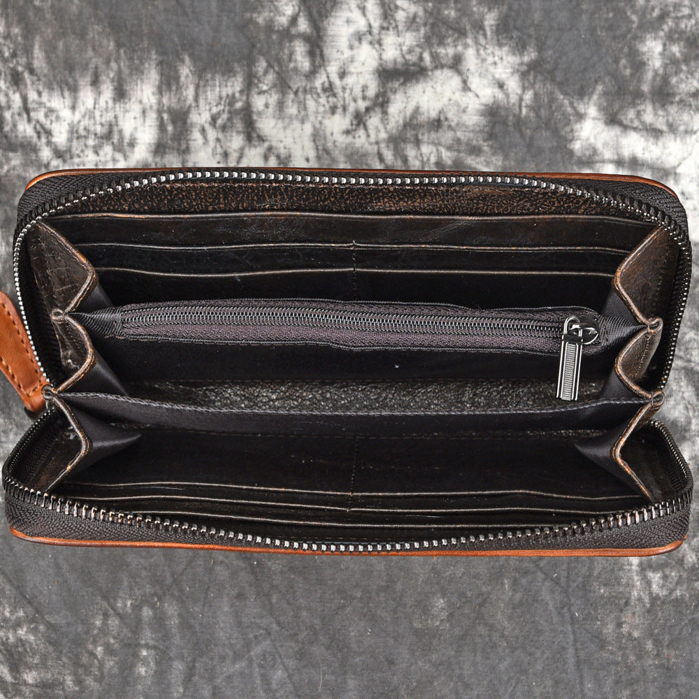 Hand-rubbed Color Multi-card Position Clutch Casual Leather Wallet
