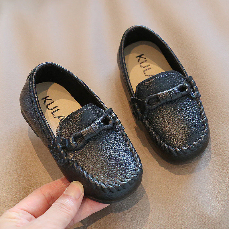 Korean Style Casual Children Gommino Soft Bottom Slip On Baby Shoes Boys' Leather Shoes Slip-on